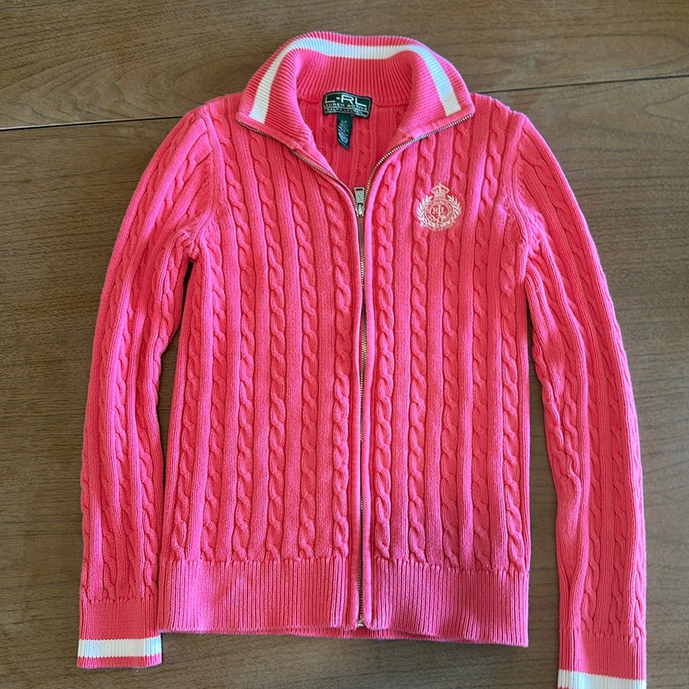 Ralph Lauren Pink Cardigan Sweater size small